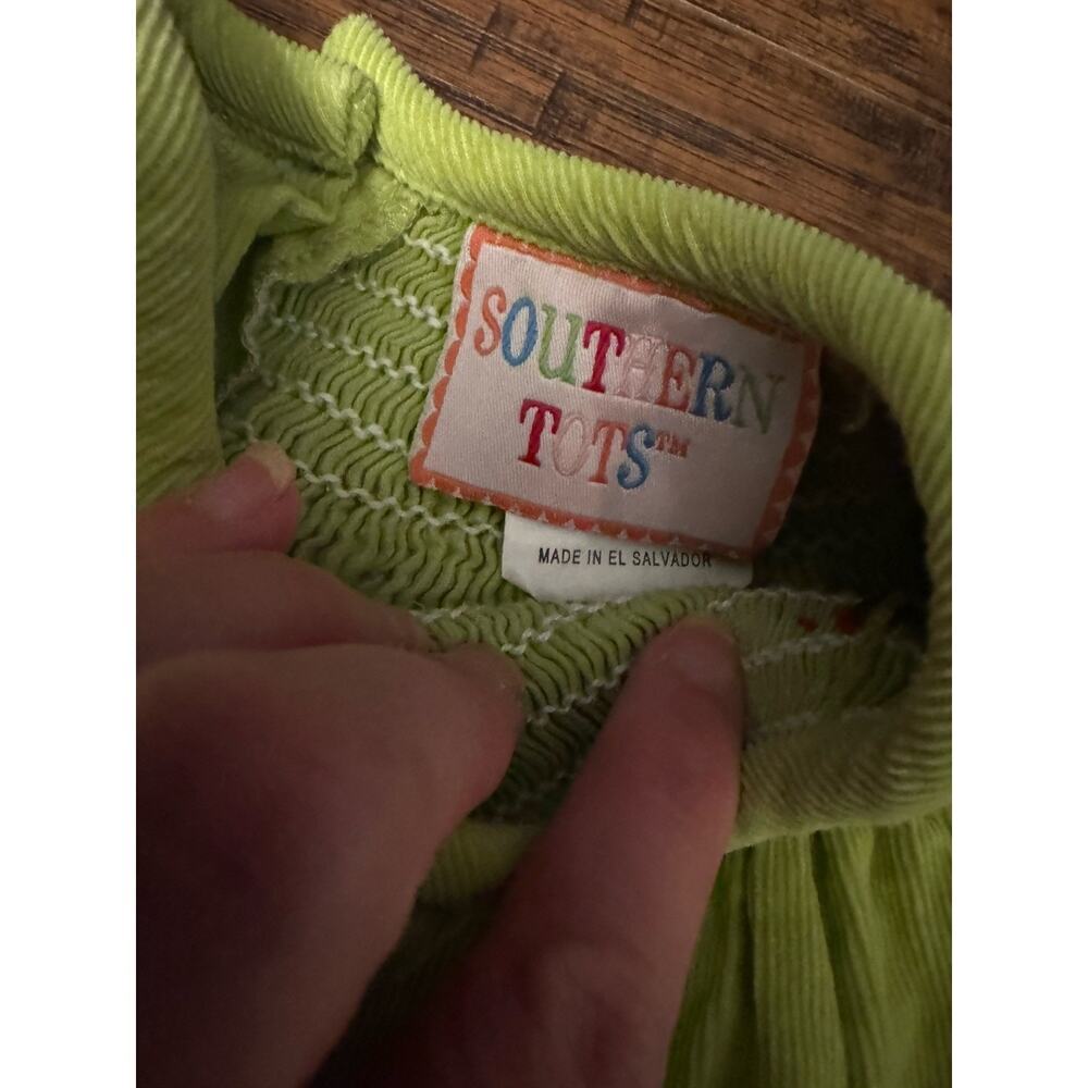 Southern Tots Green Smocked Santa Christmas Dress Sz:6 - Picture 4 of 7
